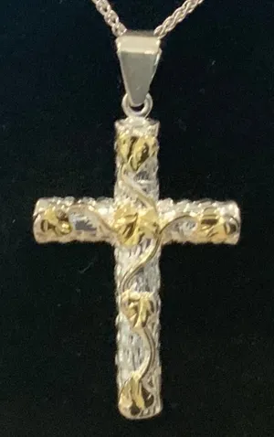 Sterling Silver Gold Cross thumbnail 1