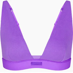 SKIMS Stretch Cotton Rib‎ Plunge Bralette - Ultraviolet - Size L NWOT thumbnail 3