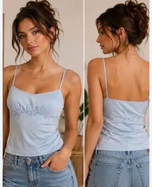 Wild Fable Baby blue lace trim cami tank top thumbnail 2