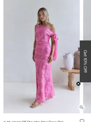 One-Shoulder Pink Maxi Dress with Shoulder Tie thumbnail 3
