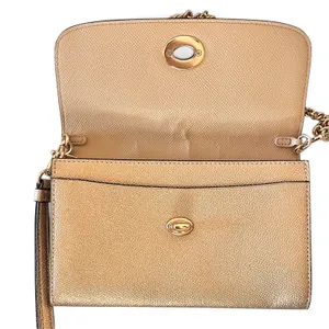 Coach Rose Gold Leather Gold Turnlock Chain Crossbody Convertible Bag #F22828 thumbnail 9