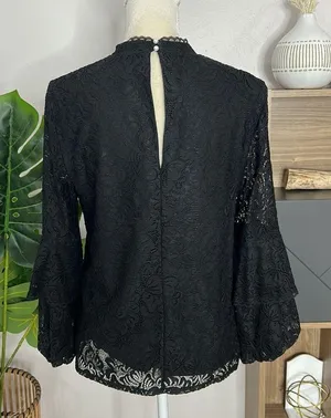 Laundry by Shelli Segal • lace balloon ruffle sleeve blouse thumbnail 3