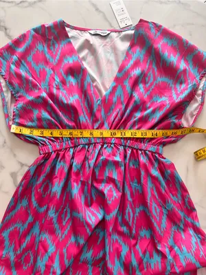 Cupshe Pink & Aqua V-Neck Elastic-Waist Beach Coverup thumbnail 6