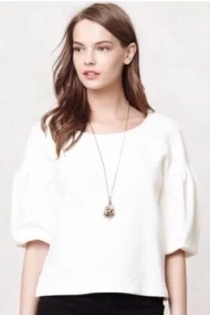 Anthropologie Postmark bell sleeve black crop top M thumbnail 1