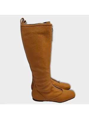 Vicini Tapeet Zipper Tall Leather Boot Front Zip Up Flat Riding Boots Sz 37.5 thumbnail 3