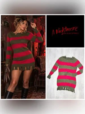Nightmare on elm street Freddy Kruger mini dress Halloween costume small bodycon thumbnail 2
