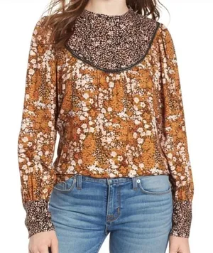 Hinge Nordstrom Boho Mixed Print Blouse Top Shirt v6x thumbnail 1