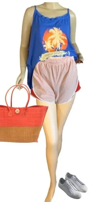 Shorties By Lauren James Orange Stripe Retro Gym Shorts (M) thumbnail 1