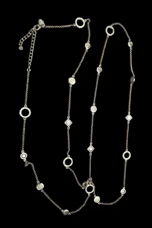 LIA SOPHIA Delicate Silver Station Necklace - 24”Long Layering Chain thumbnail 1