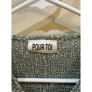 Pour Toi Green Cardigan Sweater Size XL‎ Open Collar Lagenlook Artsy Unique thumbnail 7
