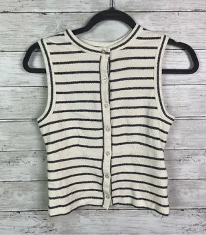Madewell Split-Crewneck Cardigan Tank in Stripe Size XS thumbnail 4