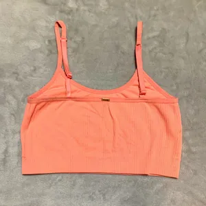 Victoria’s Secret PINK, crop top sports bra. Size M. Soft orange color. thumbnail 1