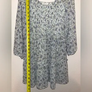 Altar'd State Light Blue Floral Tiered Babydoll Dress thumbnail 2