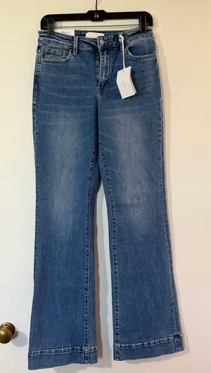 Classic Mid Blue Flare Jeans - Wide Leg Denim thumbnail 1