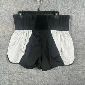 Free People Movement Womens Size Large boxer style Shorts Blue and Black Nylon‎ thumbnail 5