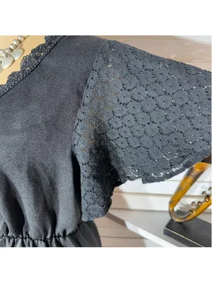 Hippie boho mini dress black sheer flutter sleeves whimsigoth punk alt grunge L thumbnail 6
