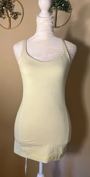 Lululemon Free To Be Tank Slope Stripe Polar Cream Clarity Yellow Size 4 thumbnail 1