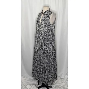 NEW!! Anthropologie MAEVE Marya Tiered Maxi Dress Black Botanical Print Small thumbnail 5