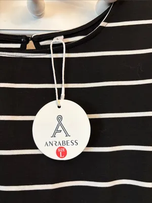 NEW! ANRABESS Size LARGE Black & White Striped Shorts Romper Short Sleeve thumbnail 2