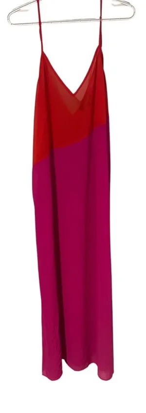 Lulus Colorblock Maxi Dress Red & Pink V-Neck Spaghetti Strap Large‎ thumbnail 1