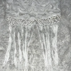 Sleeveless Lace Top W\Fringe Trim Color White Size M NWT thumbnail 5