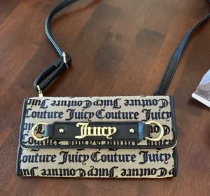 Juicy Couture Gothic Juicy Jacquard Wallet on a String Crossbody Purse EUC thumbnail 1