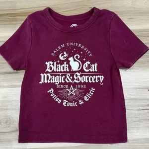Social Culture Maroon Salem Witchcraft Cropped Ribbed Thick Tee Women’s Small thumbnail 1