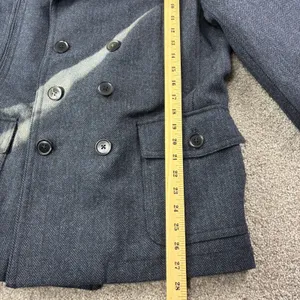 Express Size S Navy Herringbone Double Breasted Peacoat Jacket Military NWT thumbnail 6