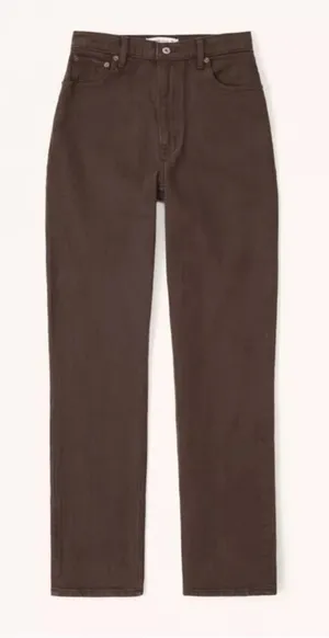 A&F Ultra High Rise 90s Straight Jean in Brown - 26S Curve Love thumbnail 1