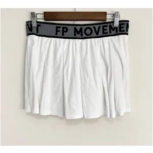 Free People FP Movement Women's Duo Ribbed Mini Tennis Skort In White Size L thumbnail 3