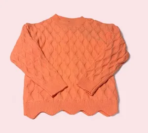 Lumiere Coral Cable Knit Scallop-Hem Sweater thumbnail 1