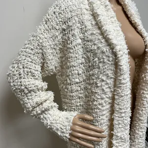 Anthropologie Akemi & Kin Cream Eyelash Open Front Cardigan size SX Oversized thumbnail 4