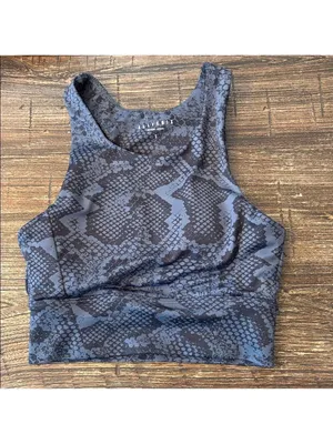 Allfenix Longline Snake Print Sports‎ Bra Grey Black Small EUC Removable Pads thumbnail 2