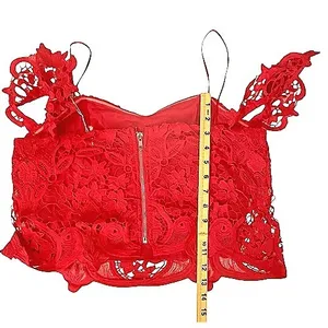 LUSH Red Lace Off Shoulder Cropped Top‎ Style Size L Juniors thumbnail 3
