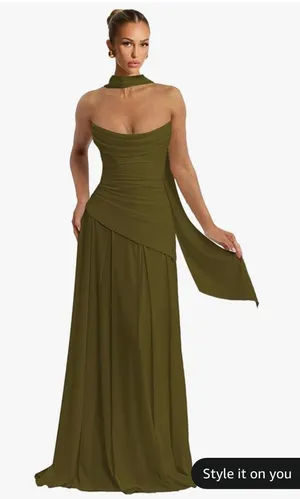 Amazon Olive Green Dress thumbnail 1