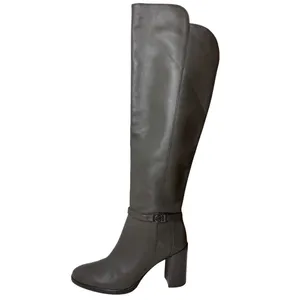 Antonio Melani‎ Grey Leather Over The Knee Mob Wife Boots 6M Chunky Heel Matrix thumbnail 3
