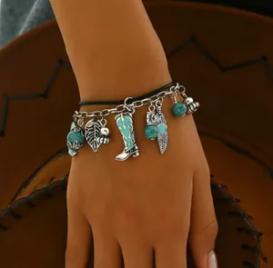 Silver and Turquoise Charm Bracelet Blue thumbnail 2