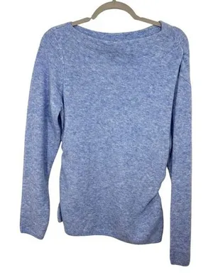 Abercrombie & Fitch Heathered Blue‎ Long Sleeve Sweater Top Size L Ruched Sides thumbnail 1