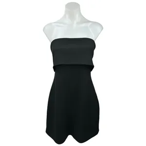 NEW Meshki Mariska Black Strapless Crepe Foldover Bandeau Mini Bodycon Dress 2XL thumbnail 4