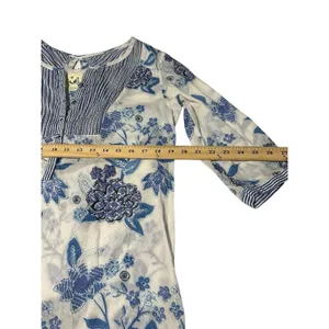Anthropologie MERMAID Small Floral Sea Holly Tunic Top‎ Stripes Beach Summer F10 thumbnail 4