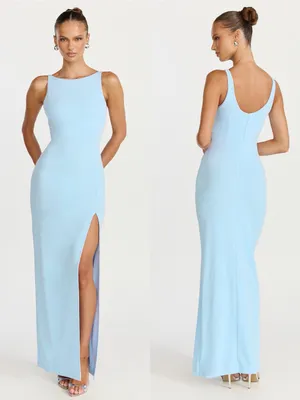 SHOWPO Indi Boat Neck Bodycon Maxi Dress In Light Blue thumbnail 2