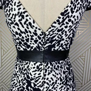 Tibi Animal Print Leather Panel Dress Black Cream Size‎ US 2 thumbnail 10