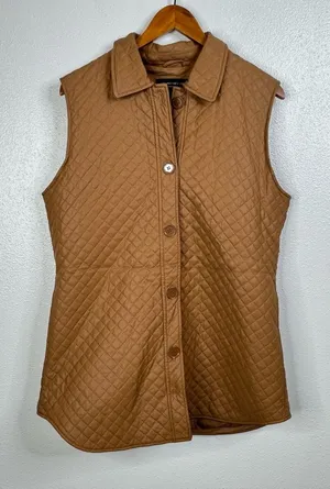 Marc New York‎ Brown Faux Leather Quilted Vest Size Medium thumbnail 1