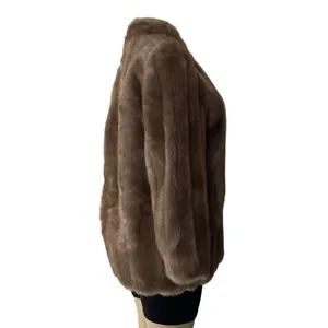 Vintage Made in USA Brown Faux Fur Coat Women’s Jacket Long thumbnail 2