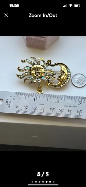 Anthropologie Celestial Sun & Moon Brooch thumbnail 5