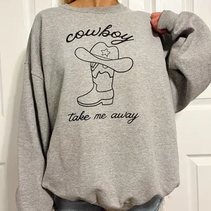 Cowboy Take Me Away Grey Crewneck Sweatshirt thumbnail 1
