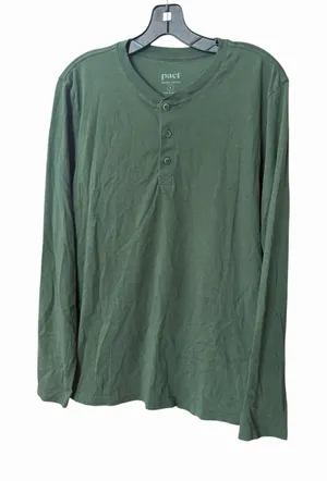 Pact Henley Top Womens Small Green 100% Organic Cotton Sustainable #YZ10-2 thumbnail 1