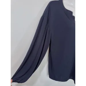 Ann Taylor Womens Navy Blue Split Neck Balloon‎ Sleeve Blouse Small thumbnail 3