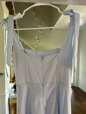 Light baby blue satin long maxi dress thumbnail 8