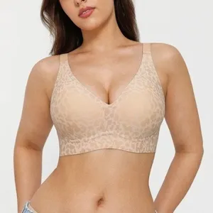 Popilush Women's Size XL Seamless Wireless Jelly Leopard Contour Minimizer Bra thumbnail 1